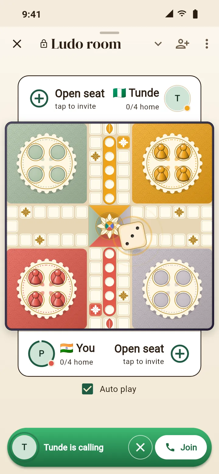 LudoTalk: a four-player game, with Priya calling the room